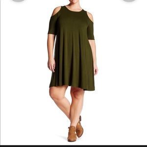 Vanity room cold shoulder swing dress